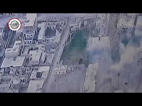 لحظة مقتل مجموعة ارهابية في جسرين بقذيفة دبابة من الجيش السوري