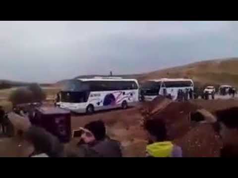 مشاهد أولية للحافلات التي تقل الإرهابيين من بيت جن بريف دمشق باتجاه إدلب