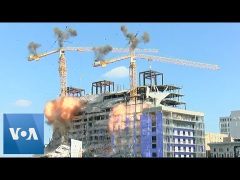 Cranes Demolished Over Hard Rock Hotel Ruins in New Orleans