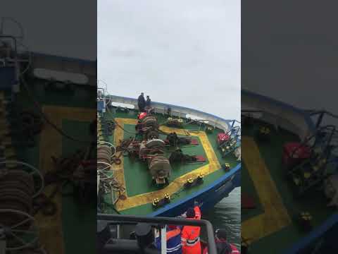 Overturned ship in Midia Navodari port (Romania)