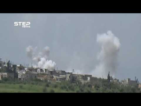 شاهد قصف بالصواريخ والقذائف المدفعية يستهدف قرية الزكاة شمال حماة