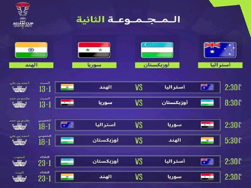 توقيت و جدول مباريات سوريا في كأس آسيا 2024 | موقع مراسلون